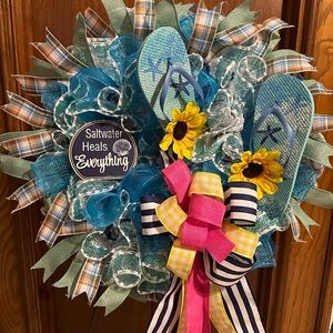 Saltwater Heals Everything Wreath with Blue and Yellow Accents